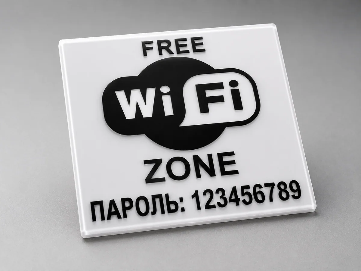 Пластиковая табличка Free Wi Fi Zone